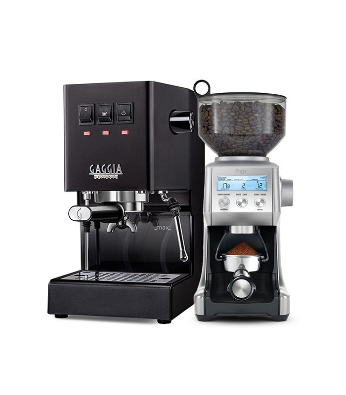 Gaggia Classic Evo Pro Thunder Black & Sage the Smart Grinder Pro