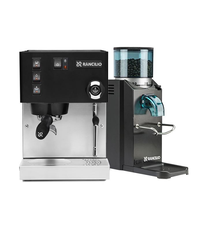 Rancilio Silvia V6 Black E & Rancilio Rocky SD Black