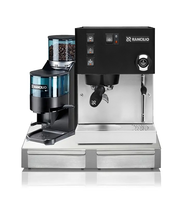 Rancilio Silvia V6 Black & Rancilio Rocky D Black & Rancilio Base BS50