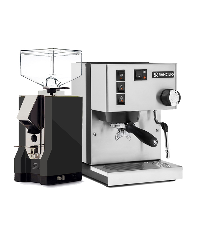 Rancilio Silvia V6 E & Eureka Mignon Silenzio 16CR Black