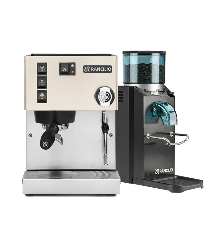 Rancilio Silvia V6 White & Rancilio Rocky SD Black