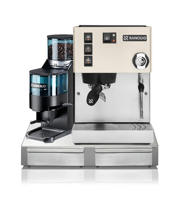 Rancilio Silvia V6 White & Rancilio Rocky D Black & Rancilio Base BS50