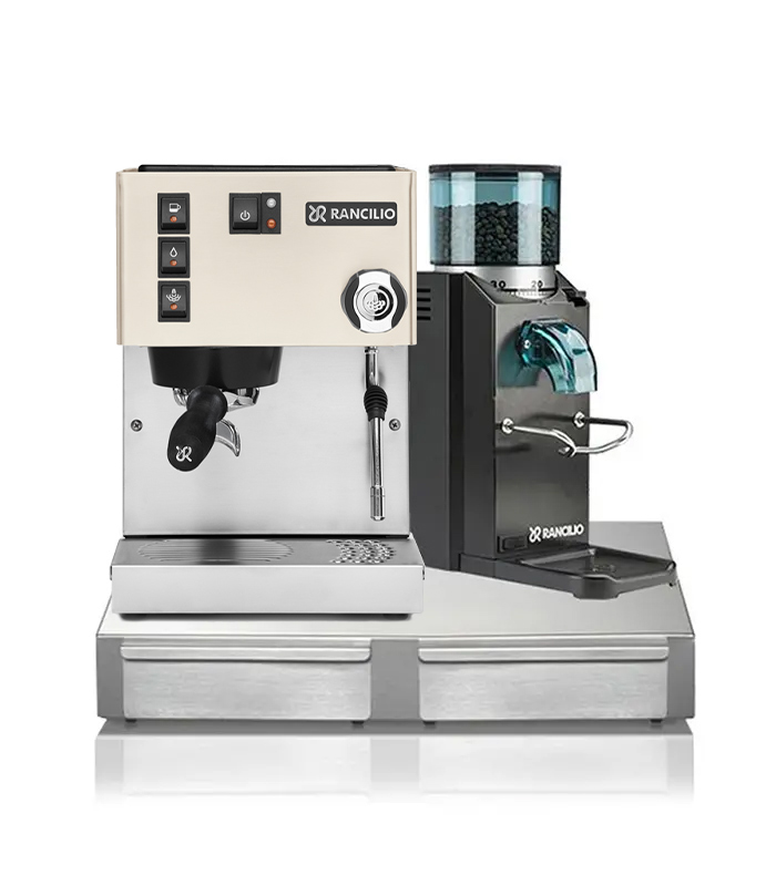 Rancilio Silvia V6 White & Rancilio Rocky SD Black & Rancilio Base BS50