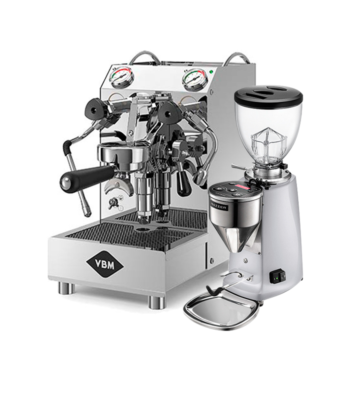 Vibiemme Domobar Junior HX & Mazzer Mini Electronic model A Polished Aluminium